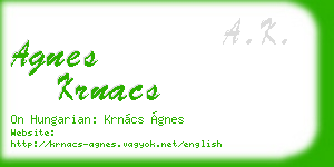 agnes krnacs business card