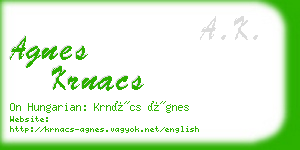 agnes krnacs business card